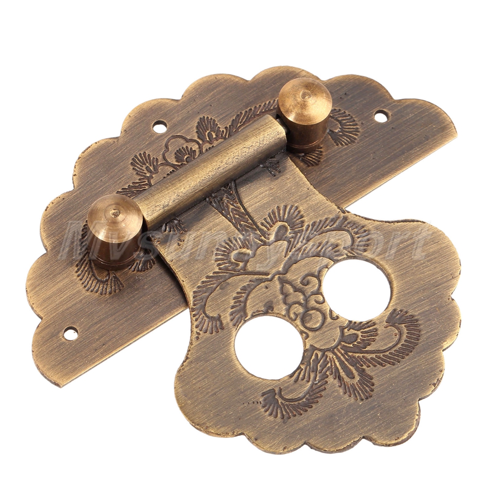 Hardware Antique Brass Jewelry Box Chest Round Hasp Latch Lock Flower Encarved 742186579009 eBay