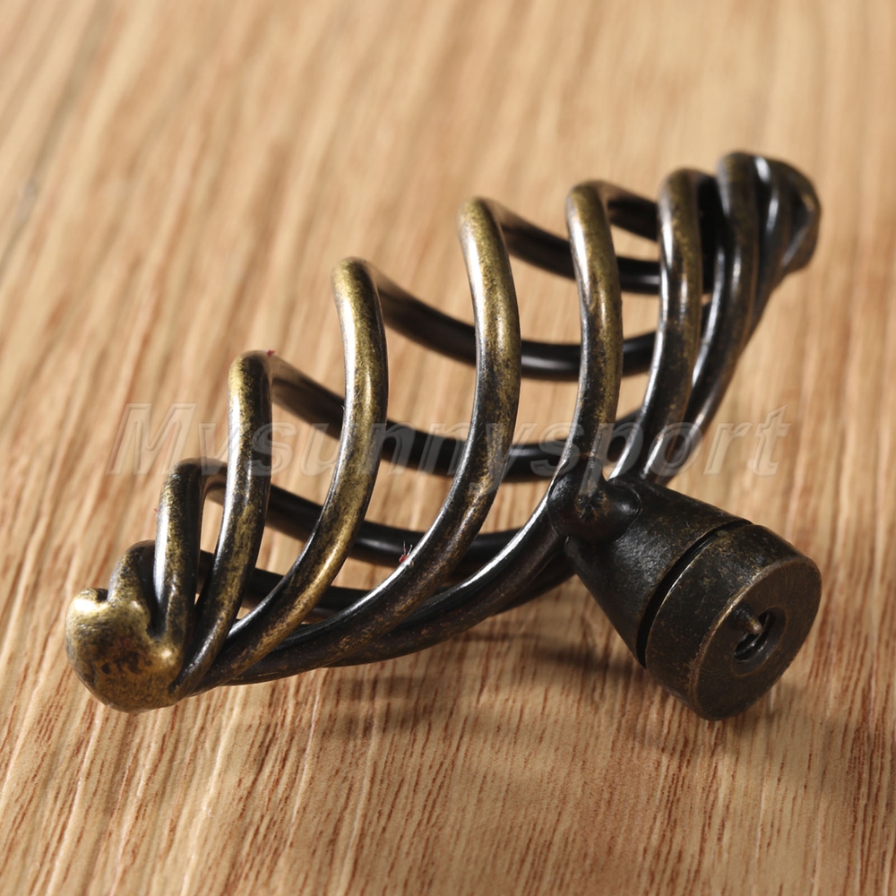HQ Vintage Twist Cage Spiral Knob Antique Cupboard Door Pull
