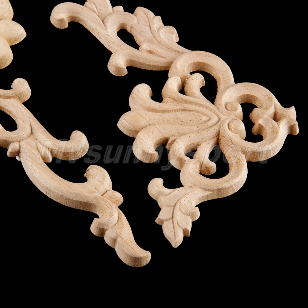 HQ Oak Wood Carved Onlay Applique Corner Decals Furniture Door Décor