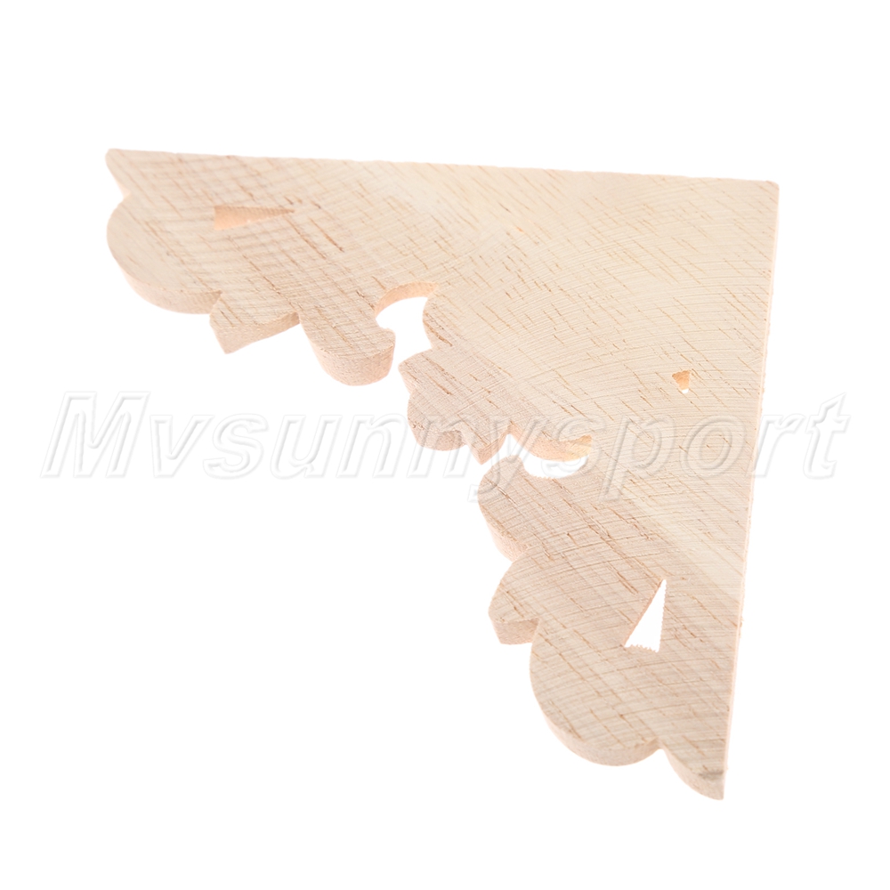 Unpainted Wood Carved Corner Decal Onlay Applique Frame Furniture Decor 1pc//4pcs