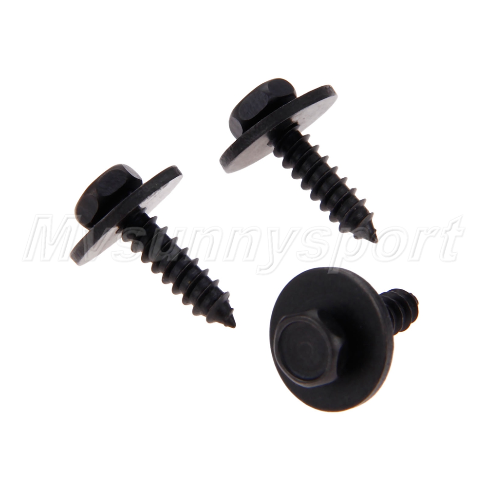 Universal Car Auto SelfTapping Screws Hex Washer Head 4.8x19mm Black