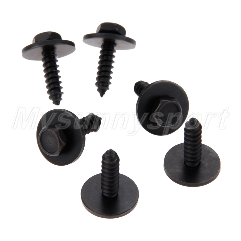 Universal Car Auto SelfTapping Screws Hex Washer Head 4.8x19mm Black